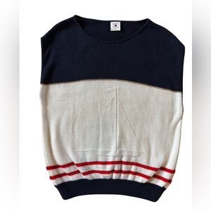 Vintage Sailboat Sweater Vest Nautical Preppy Coastal Grandpa Knit USA M